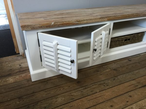 Beweren Dwaal Vriend Landelijk TV-meubel, wit, shutters 220 cm - Ans Woonshop